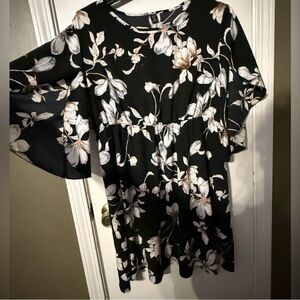 Floral Black and White Women's Dress - 3x